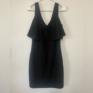 Badgley Mischka Belle women's 8 drape top tank little black dress EUC